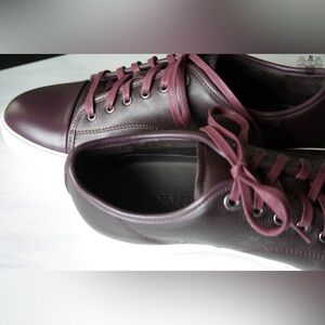 Lanvin Men's DBB1 Burgundy Low-Top Leather Sneakers Size 7 US